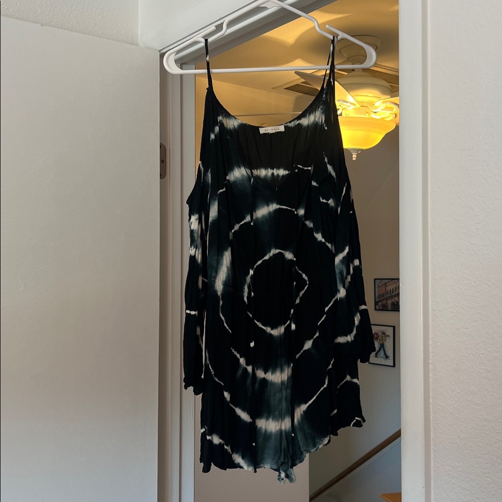 Phanuel Black and White Tie-Dye Mini Dress